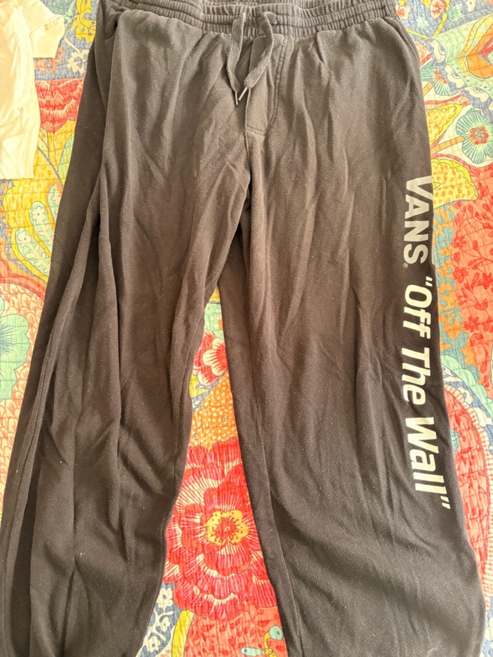 Vans Black Sweatpants with 'Off The Wall' Side Logo